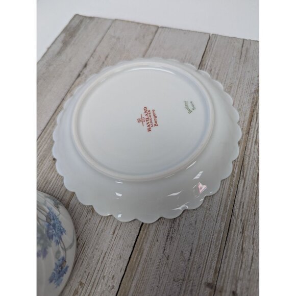 Haviland Limoges Bergere Set 2 Tea Cup and Saucer Vintage Blue Flowers France - Picture 10 of 13